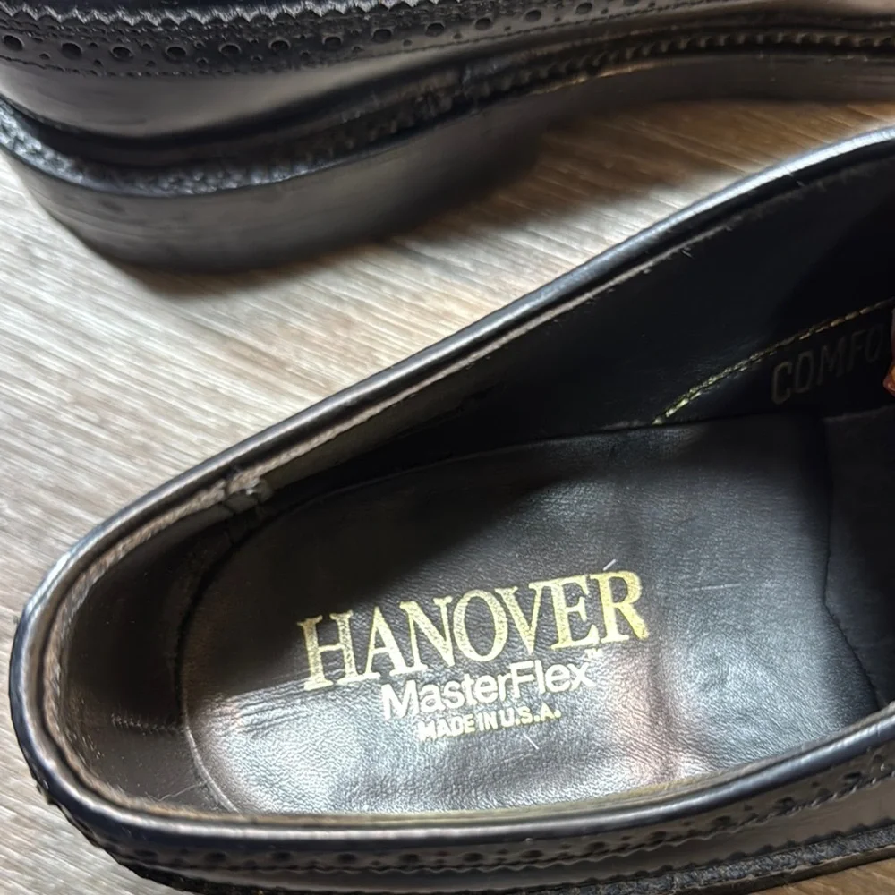 Hanover Black Leather Men's Dress Shoes men’s size 8 (s43)